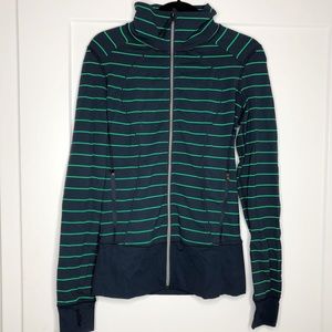 Lululemon, navy w/ green stripes jacket, size 6.